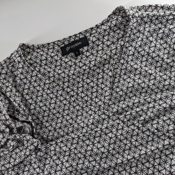 Grayson Tops - Grayson Women's L Large Half Sleeve Black White Pullover Polyester Blouse Shirt